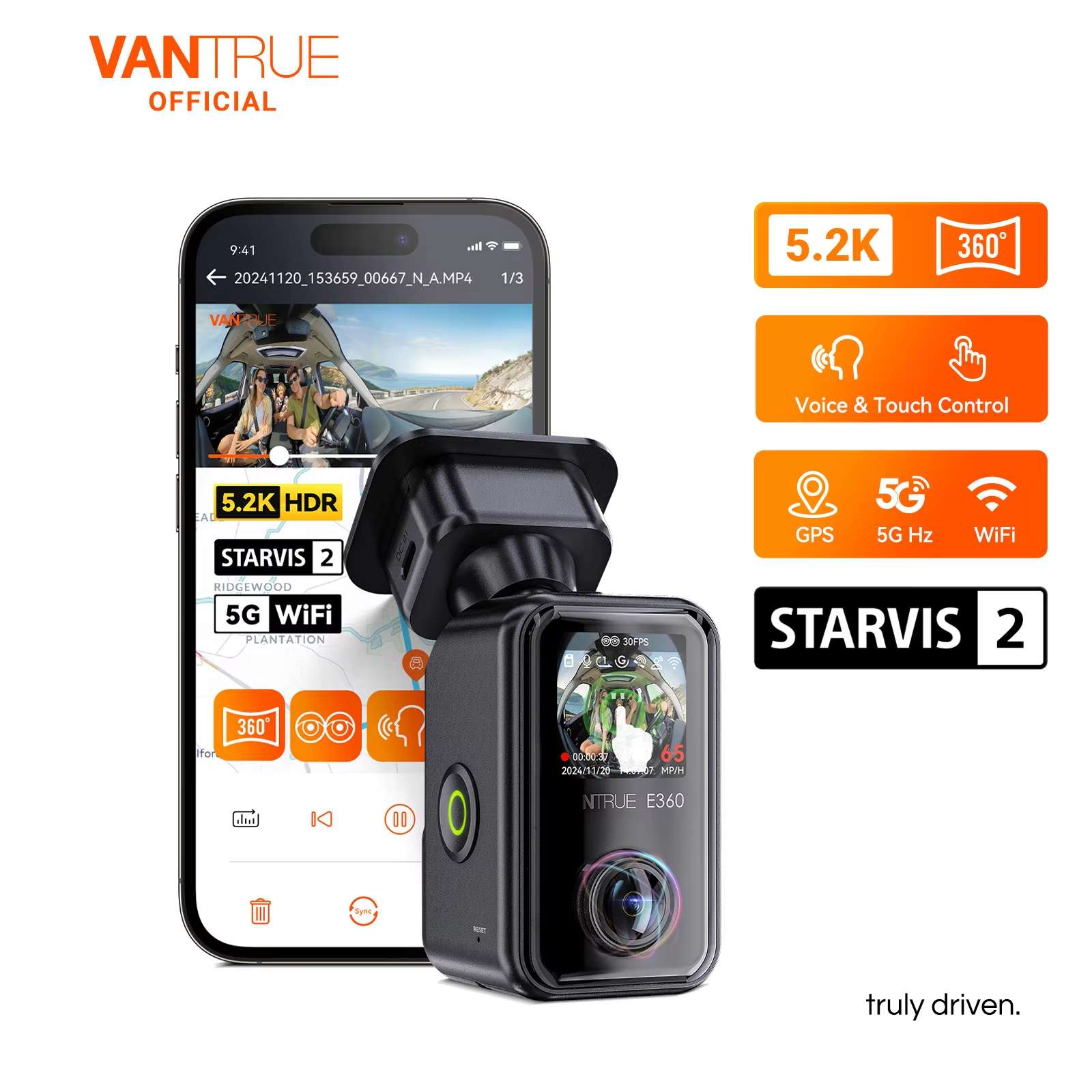 Vantrue E360 Dashcam 360° 5.2K – Panoramic Dash Cam 360 recenzja i cena