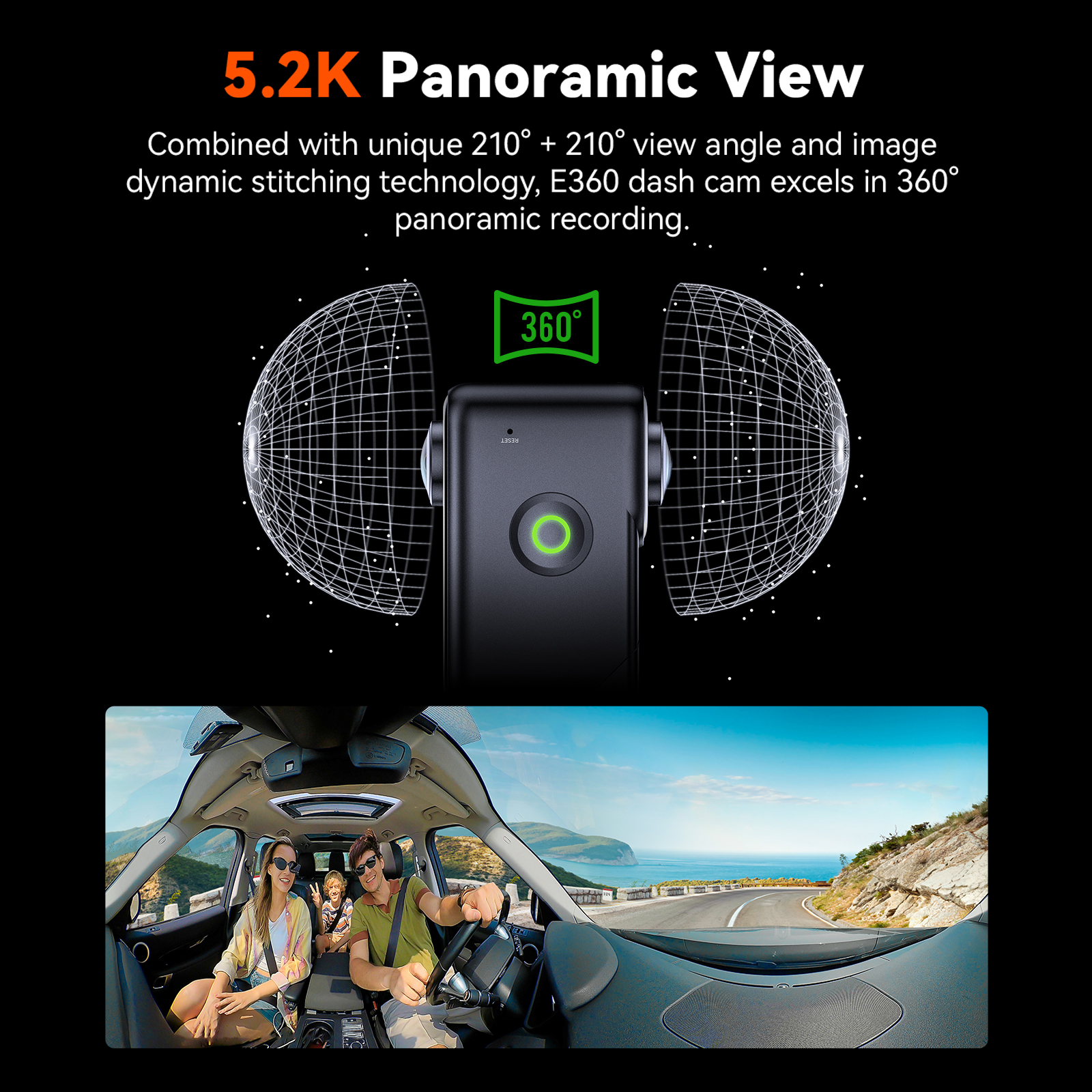 Vantrue E360 Dashcam 360° 5.2K – Panoramic Dash Cam 360 recenzja i cena