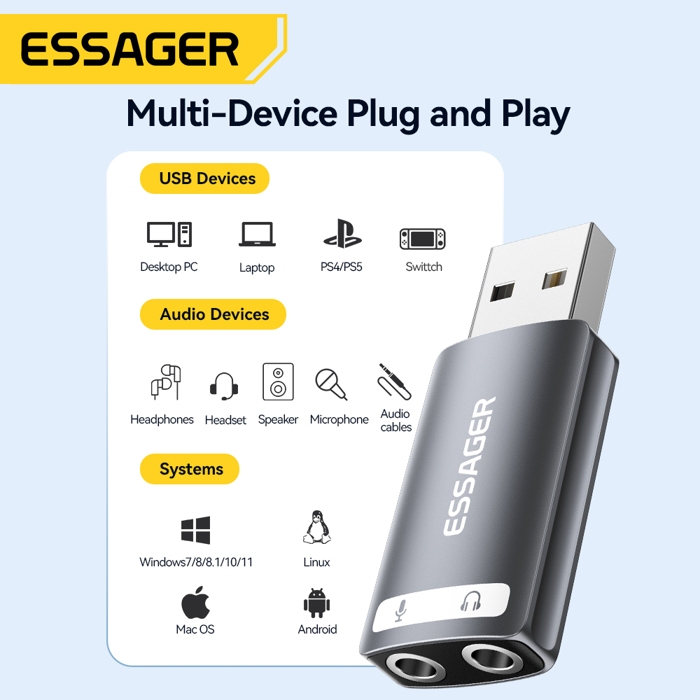 Essager USB Sound Card Externa – Usb Sound Card External recenzja i cena