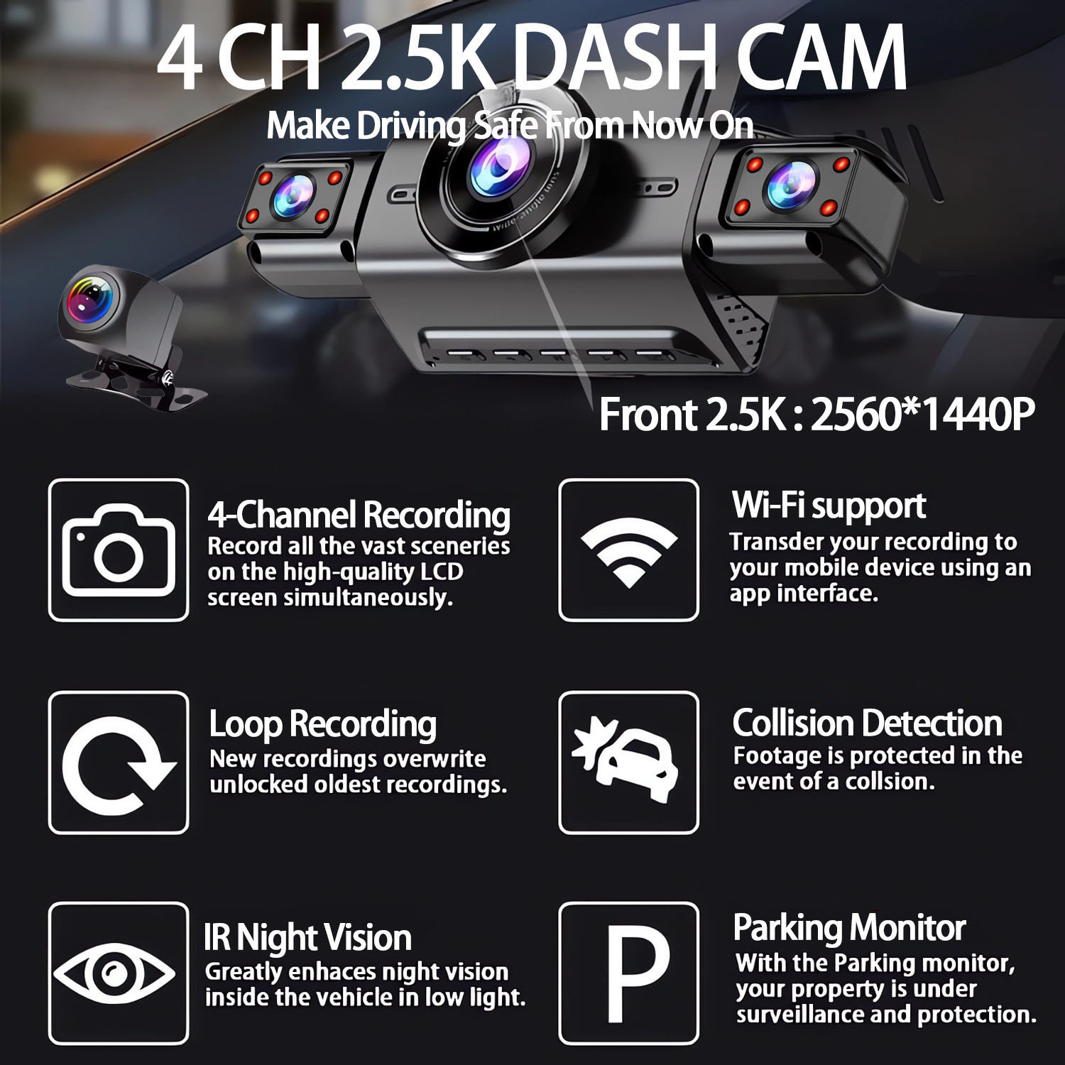 360 Degree 4 Cameras Dash Cam  – Panoramic Dash Cam 360 recenzja i cena