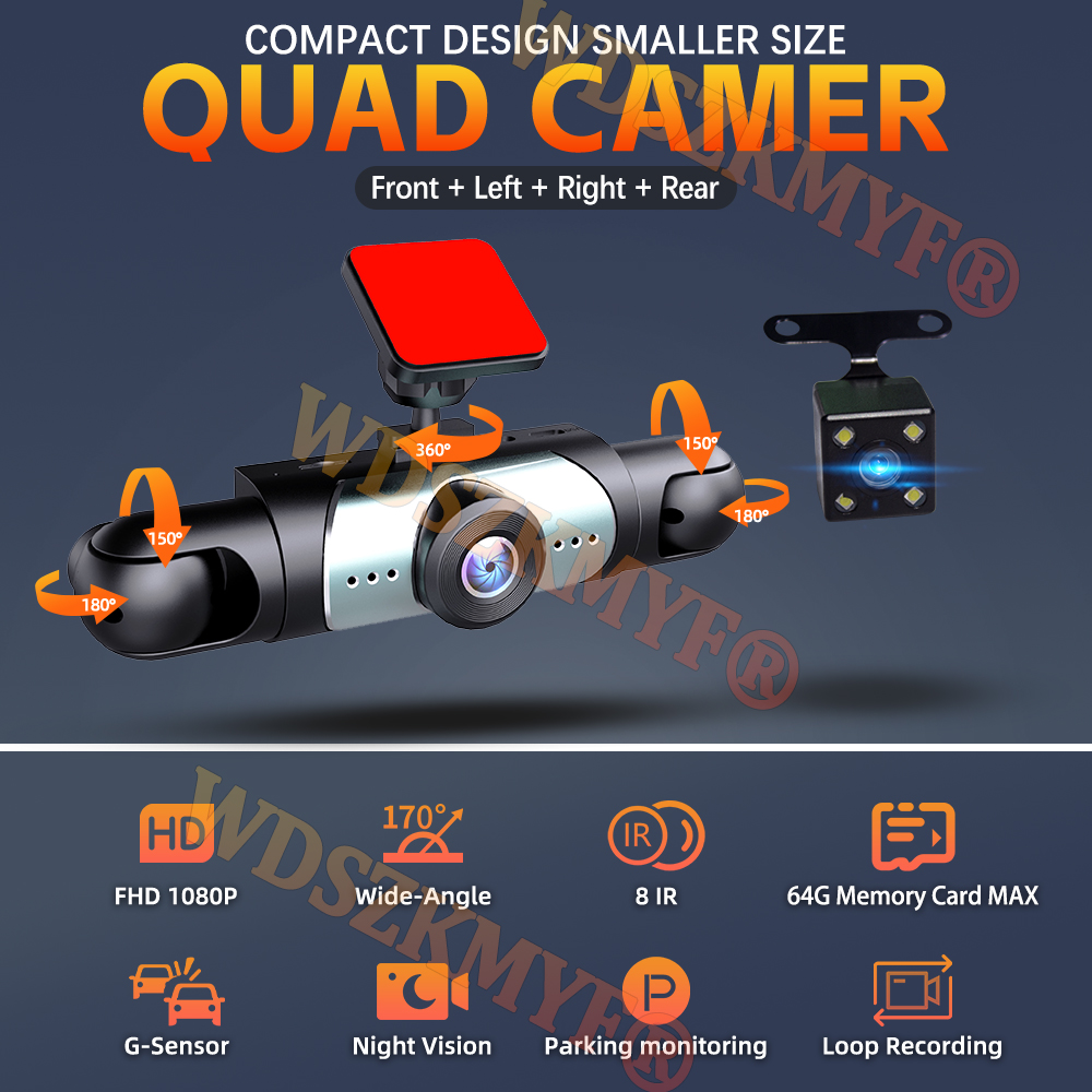 360° Car Camera 3/4Lens 1080P  – Panoramic Dash Cam 360 recenzja i cena