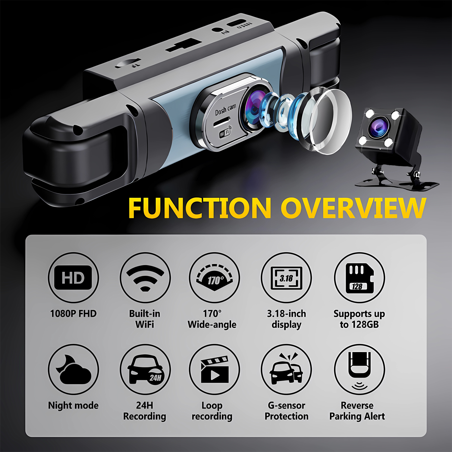 4 Channel UHD 1080P Car DVR 4- – Panoramic Dash Cam 360 recenzja i cena
